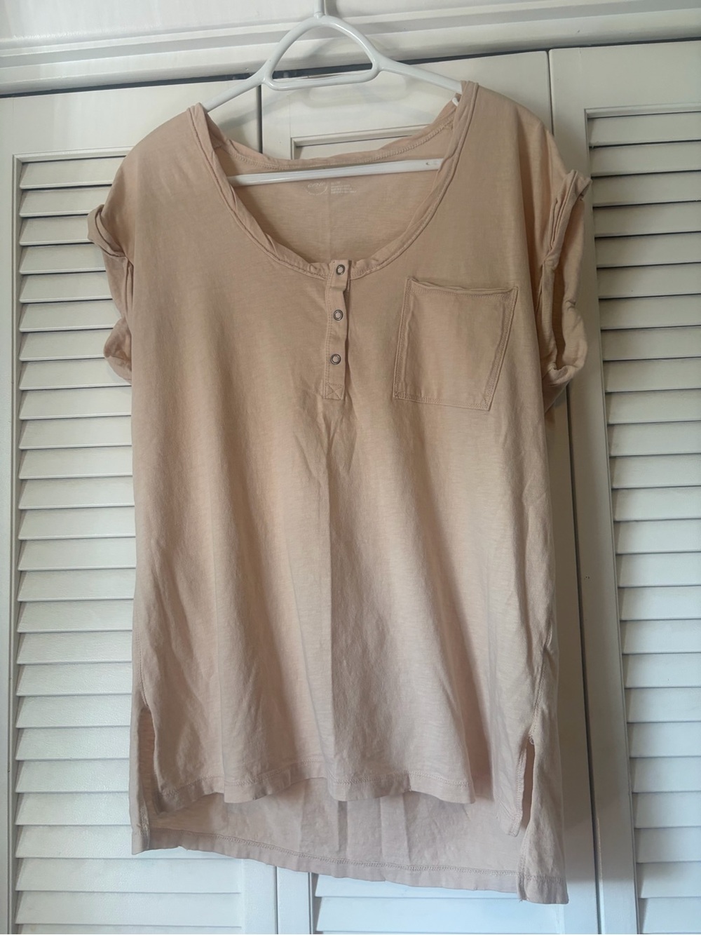 aerie Women's Neutral Scoop Neck Short Sleeve Tee in Light Beige